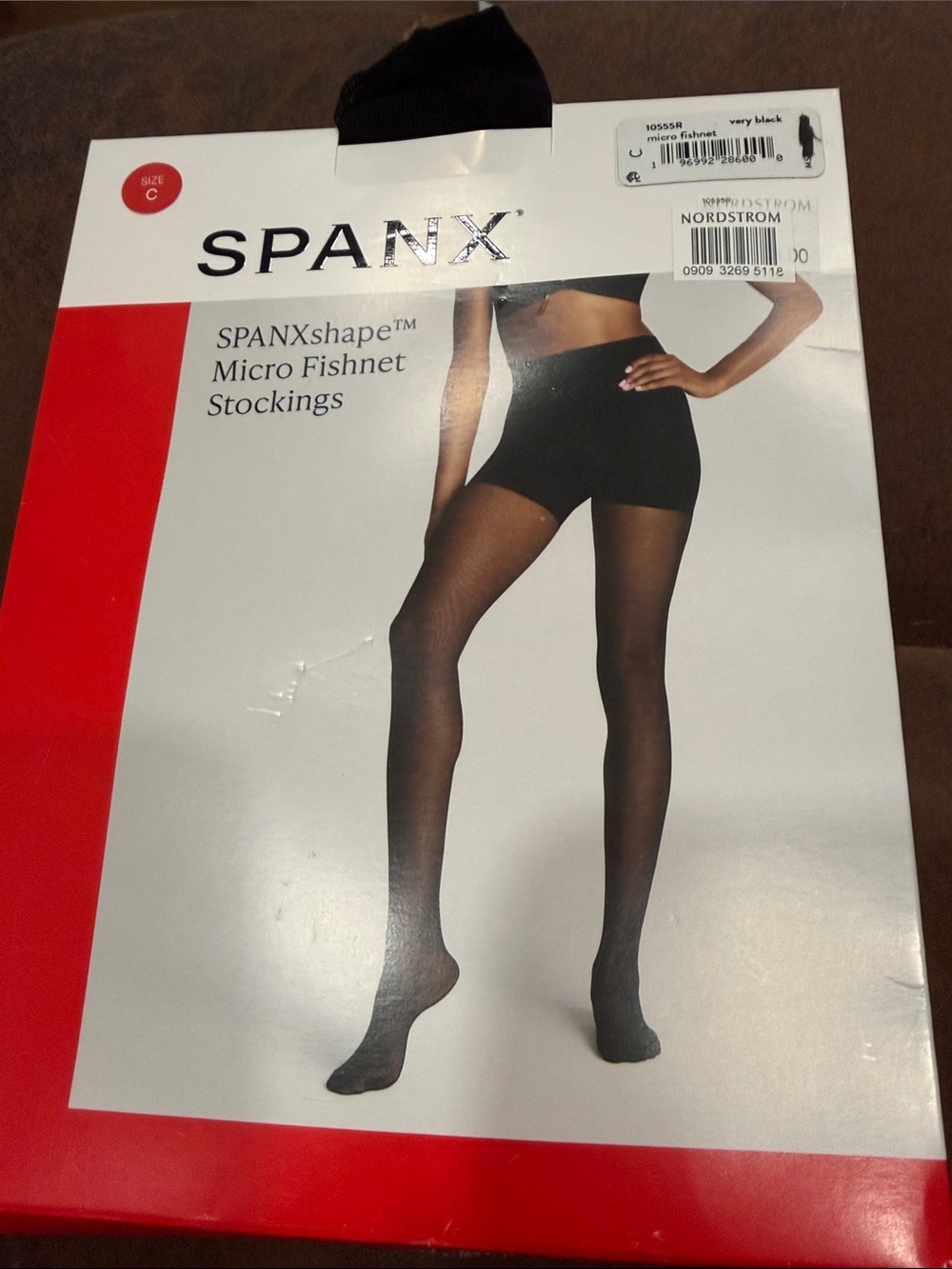 Spanx Micro Fishnet Very Black shaping Stockings size C New